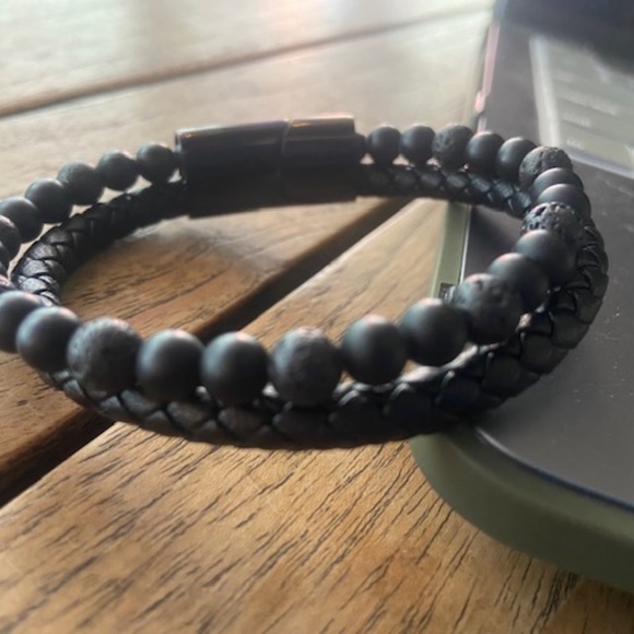 Misa & Co. Stainless Steel, Lava Beads and Leather Bracelet - Picture 2 of 4